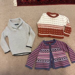 Kids Sweater Trio - Gray, Brown, Pink